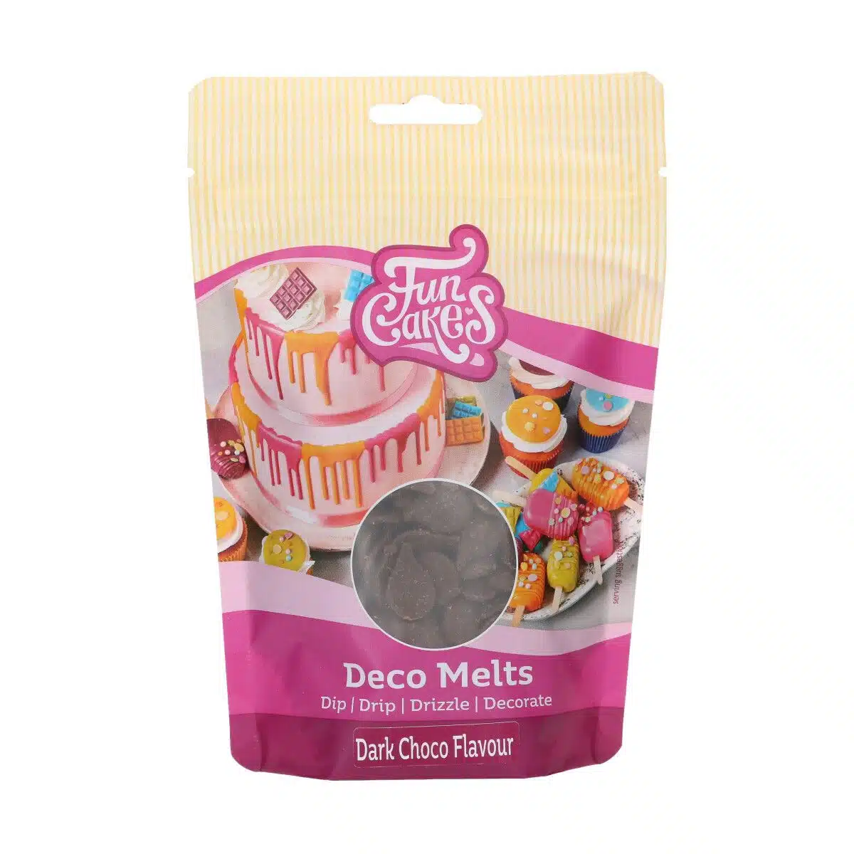 Funcakes deco melts - donkere chocosmaak - 250g bij cake, bake & love 5 Funcakes deco melts - donkere chocosmaak - 250g