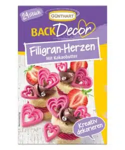 Günthart Chocoladedecoratie Hartjes Roze 24st.