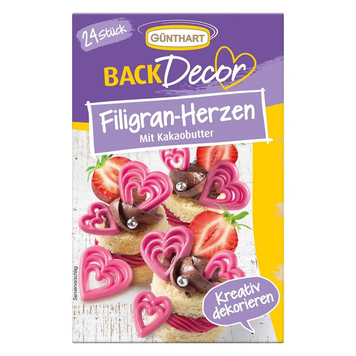 Günthart chocoladedecoratie hartjes roze 24st. Bij cake, bake & love 5 Günthart chocoladedecoratie hartjes roze 24st.