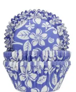 House of Marie Baking cups Aloha Bloem Blauw pk/50