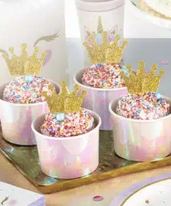 Alternative view of Glitter Crown Cupcake Toppers Gold 12 stuks