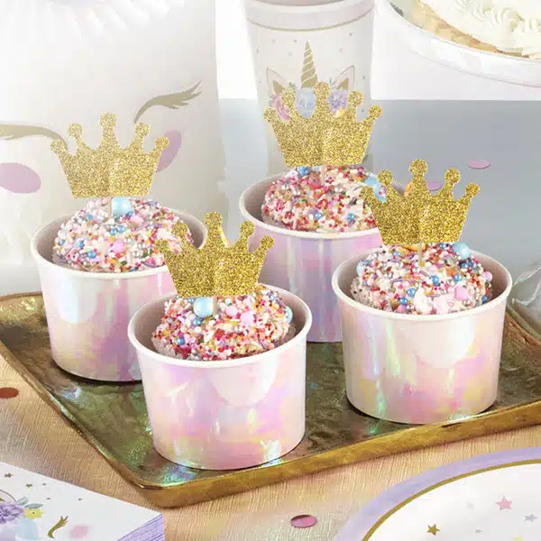 Glitter crown cupcake toppers gold 12 stuks bij cake, bake & love 6 Glitter crown cupcake toppers gold 12 stuks - afbeelding 2