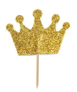 Glitter Crown Cupcake Toppers Gold 12 stuks