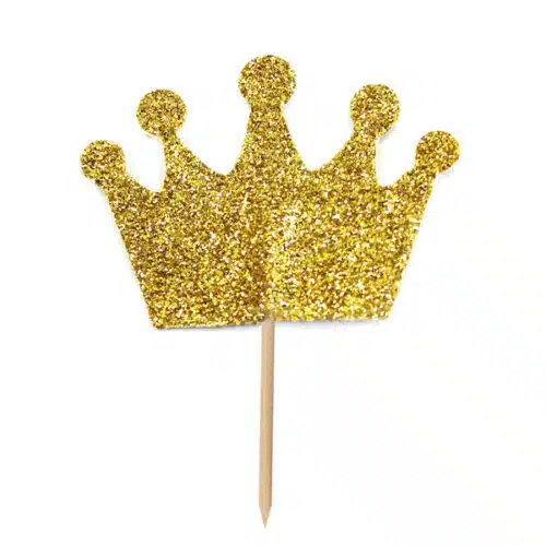 Glitter crown cupcake toppers gold 12 stuks