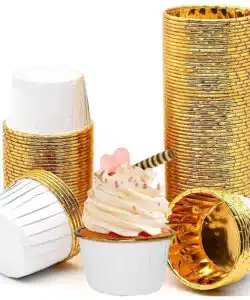 Cupcake Cups wit & goud pk/50