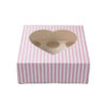 Cupcake doos 8 stuks met hartvorm venster roze-wit gestreept bij cake, bake & love 3