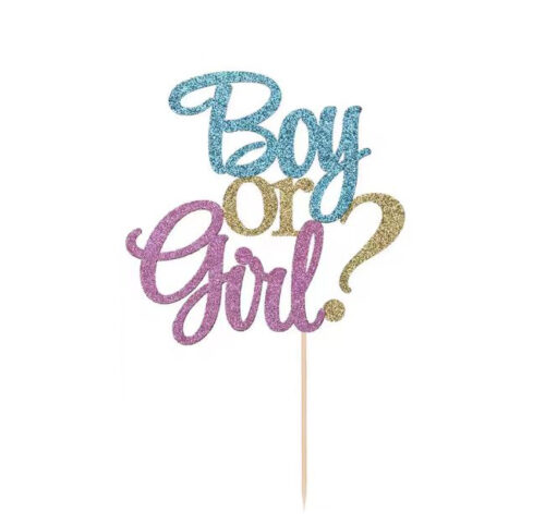 Boy or girl glitter caketopper