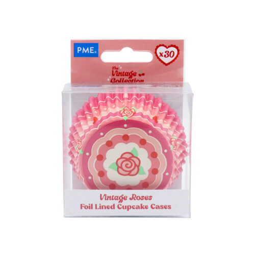 Pme vintage foil-lined cupcake cases - roses (pack of 30)