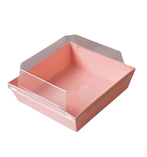 Dessert box/bento box roze 13,5 x 12,5 x 6,5 cm