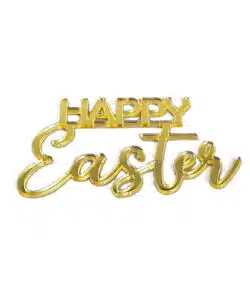 Caketopper Acryl Goud Happy Easter 5 stuks