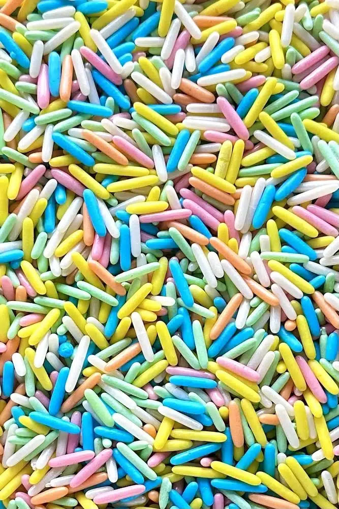 Sprinkley sprinkles - gekleurde rods mix 80 gram bij cake, bake & love 5 Sprinkley sprinkles - gekleurde rods mix 80 gram