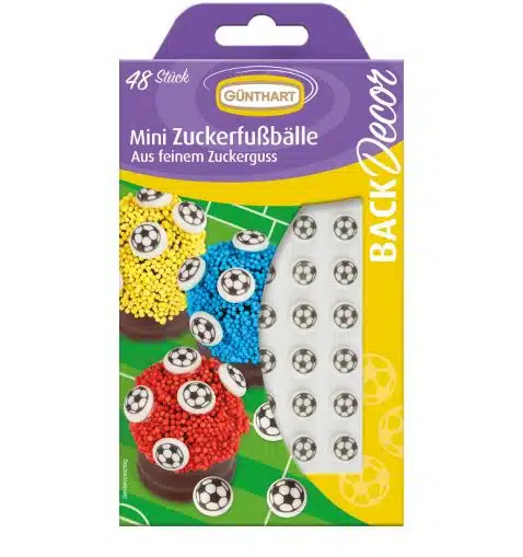 Günthart suikerdecoratie mini voetballen 48st. Bij cake, bake & love 5 Günthart suikerdecoratie mini voetballen 48st.