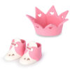 Suikerdecoratie kit babyshoentjes & kroon roze bij cake, bake & love 1