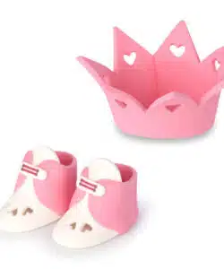 Suikerdecoratie Kit Babyshoentjes & Kroon Roze