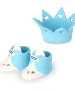 Suikerdecoratie Kit Babyshoentjes & Kroon Blauw