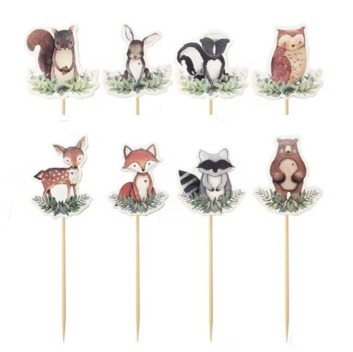 Bosdieren cupcake prikkers pk/24