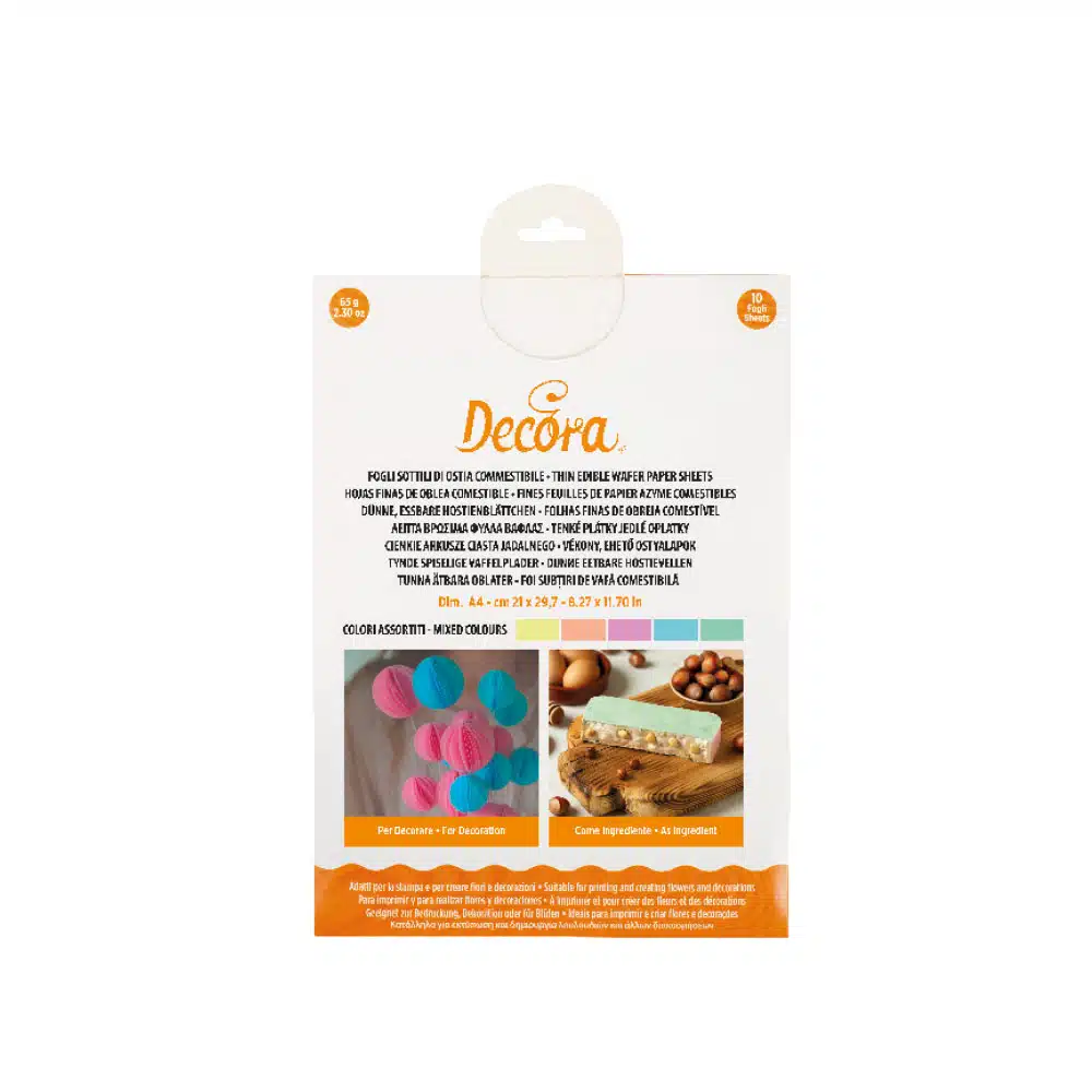 Decora ouwel vellen gekleurd a4 formaat pk/10 bij cake, bake & love 5 Decora ouwel vellen gekleurd a4 formaat pk/10