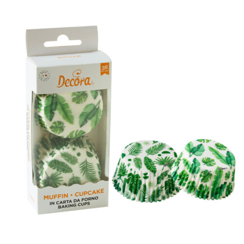 Baking cups tropical leaves 36 stuks