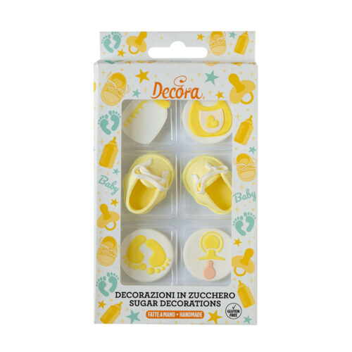 Decora suikerdecoraties baby party yellow pk/6