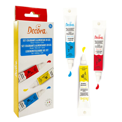 Decora set van drie kleurstoffen rood/blauw/geel