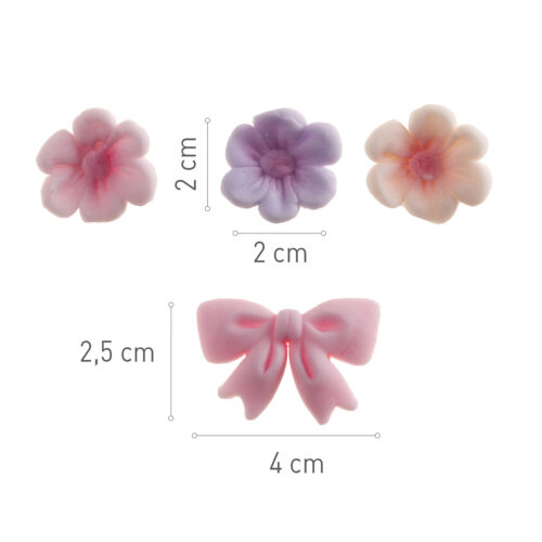 Dekora suiker bloemen & roze strikken 10 stuks - afbeelding 3