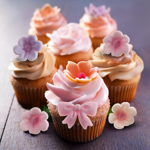 Dekora suiker bloemen & roze strikken 10 stuks - afbeelding 4