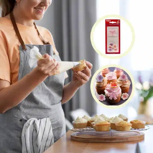 Dekora suiker bloemen & roze strikken 10 stuks - afbeelding 5