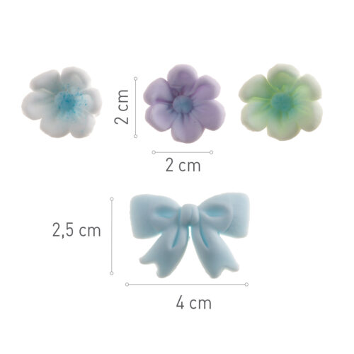 Dekora suiker bloemen & blauwe strikken 10 stuks - afbeelding 2