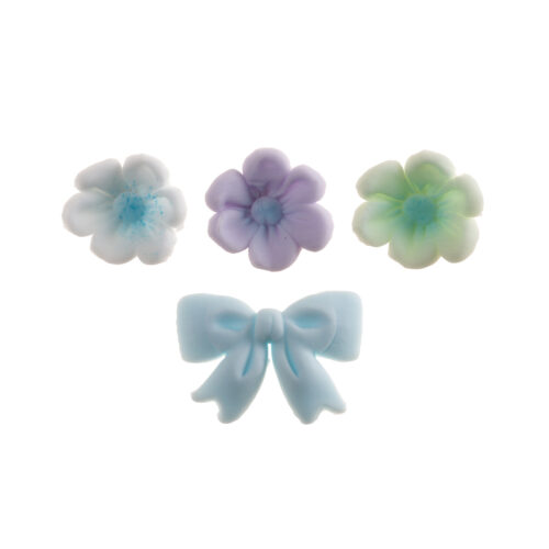 Dekora suiker bloemen & blauwe strikken 10 stuks - afbeelding 3