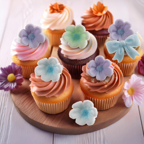 Dekora suiker bloemen & blauwe strikken 10 stuks - afbeelding 4