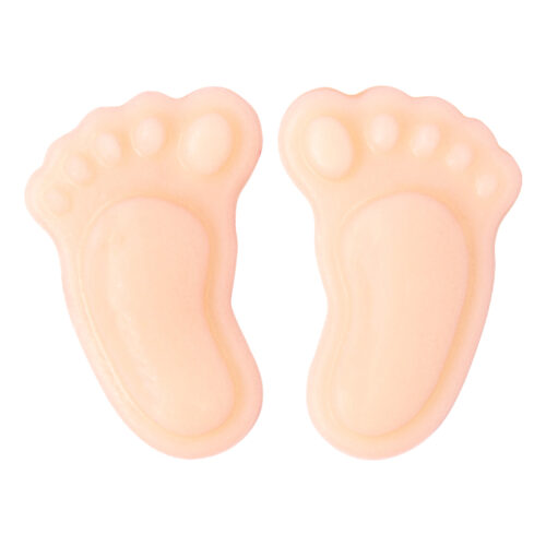 Chocolade decoratie babyvoetjes roze - 2,5 cm - 24 stuks