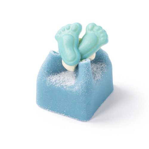 Chocolade decoratie babyvoetjes blauw - 2,5 cm - 24 stuks - afbeelding 2