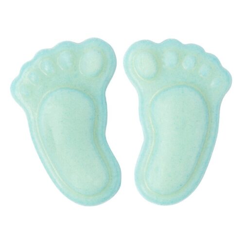 Chocolade decoratie babyvoetjes blauw - 2,5 cm - 24 stuks