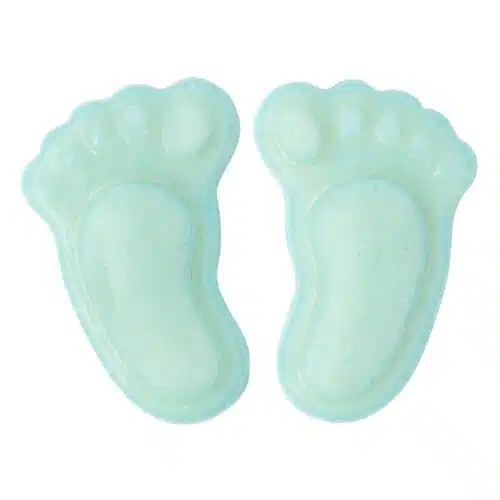 Chocolade decoratie babyvoetjes blauw - 2,5 cm - 24 stuks