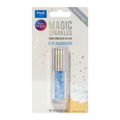 Magic sparkles edible glitter – blue aquamarine (3g)