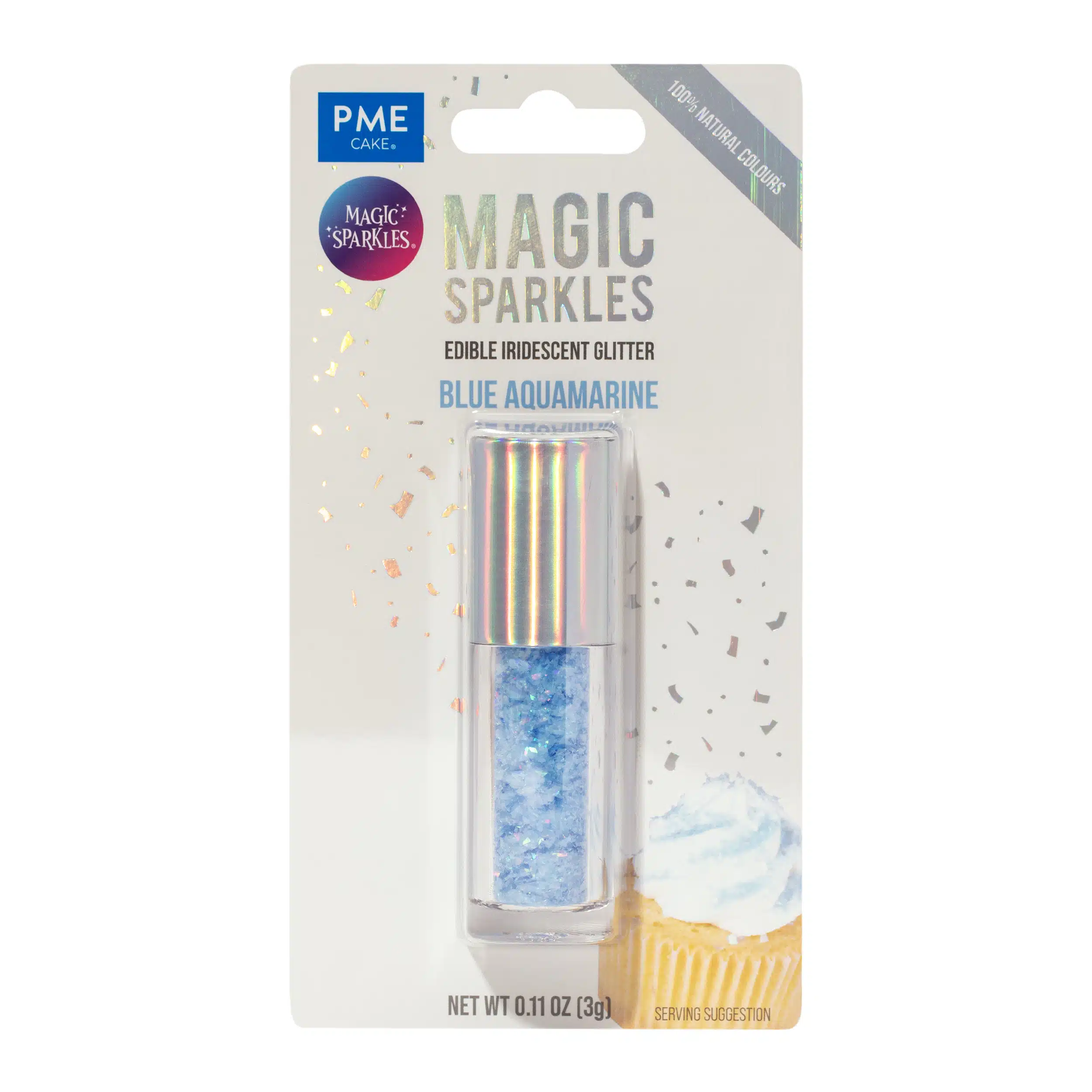 Magic sparkles edible glitter – blue aquamarine (3g) bij cake, bake & love 5 Magic sparkles edible glitter – blue aquamarine (3g)