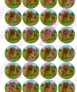 Eetbare Cupcakeprint Paard met Veulen - 24 cupcake rondjes
