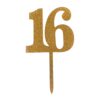 Glitter goud caketopper 16 bij cake, bake & love 1