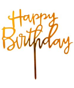 Caketopper Happy Birthday Licht Goud versie 4