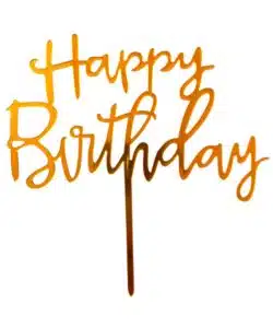 Caketopper Happy Birthday Licht Goud versie 4