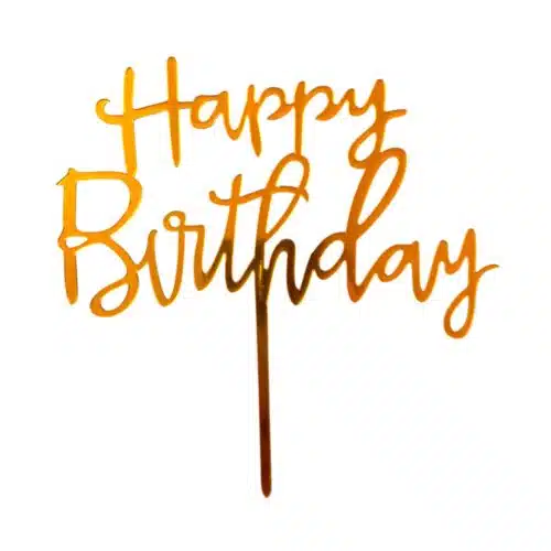 Caketopper happy birthday licht goud versie 4