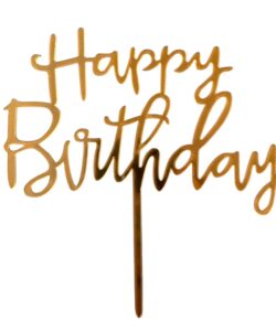 Caketopper Happy Birthday Goud versie 3