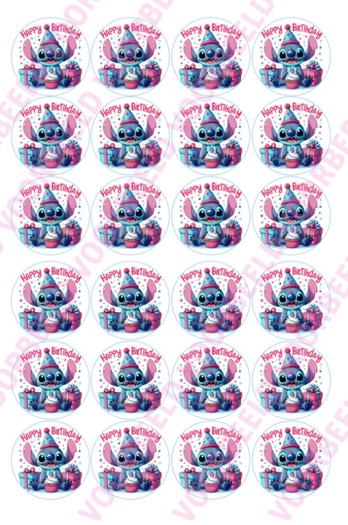 Eetbare cupcakeprint stitch 3 - 24 cupcake rondjes