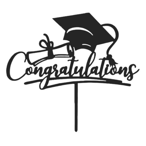 Caketopper acryl black congratulations