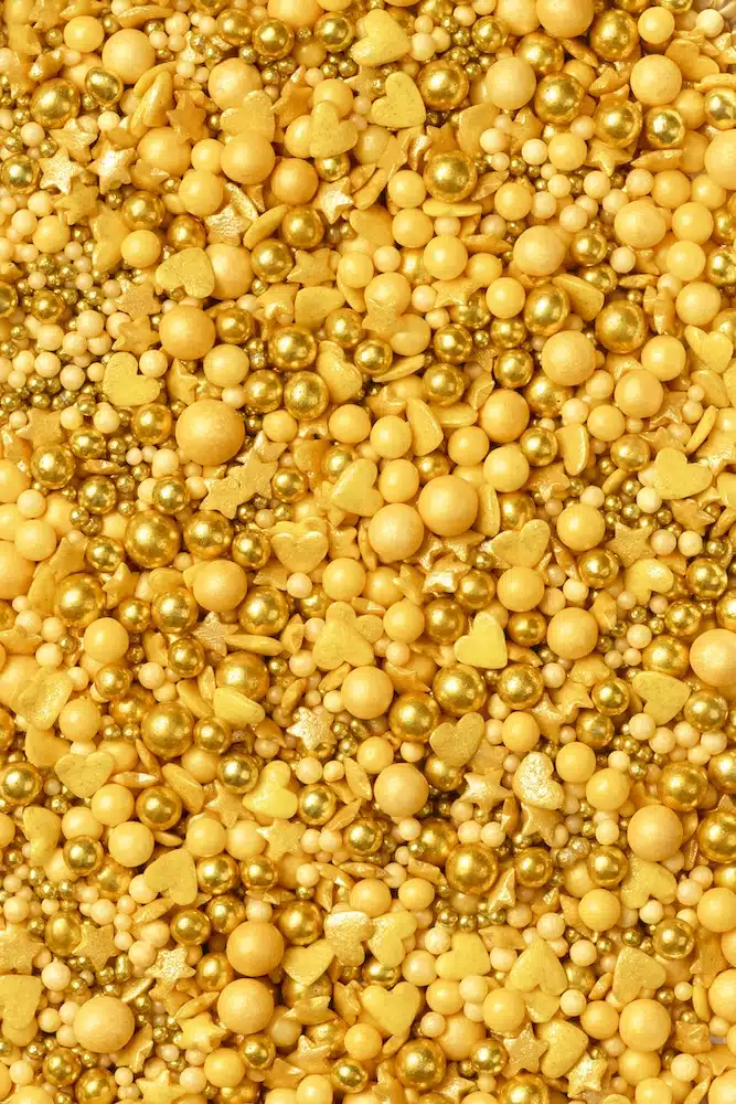 Sprinkley sprinkles - gold love mix 80 gram bij cake, bake & love 5 Sprinkley sprinkles - gold love mix 80 gram