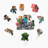 Caketopper + cupcake prikkers minecraft happy birthday versie 2 bij cake, bake & love 3