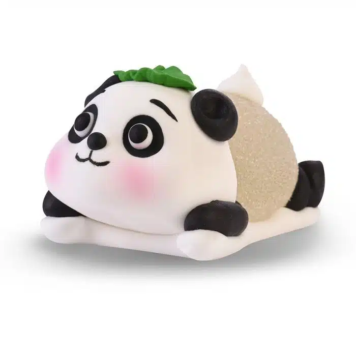 Suikerdecoratie panda liggend bij cake, bake & love 6 Suikerdecoratie panda liggend - afbeelding 2