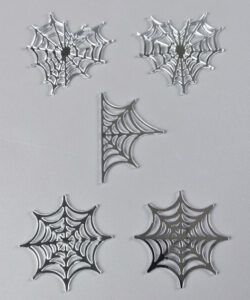 Caketopper Halloween Spiderweb Acryl Silver pk/6