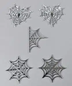 Caketopper Halloween Spiderweb Acryl Silver pk/6