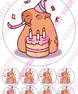 Eetbare Taartprint Capibara - 18 cm rond rond + 8 cupcake rondjes
